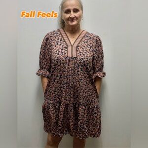 Boho Chic V-Neck Ruffle Sleeve Dress for Effortless Everyday Style - She & Sky